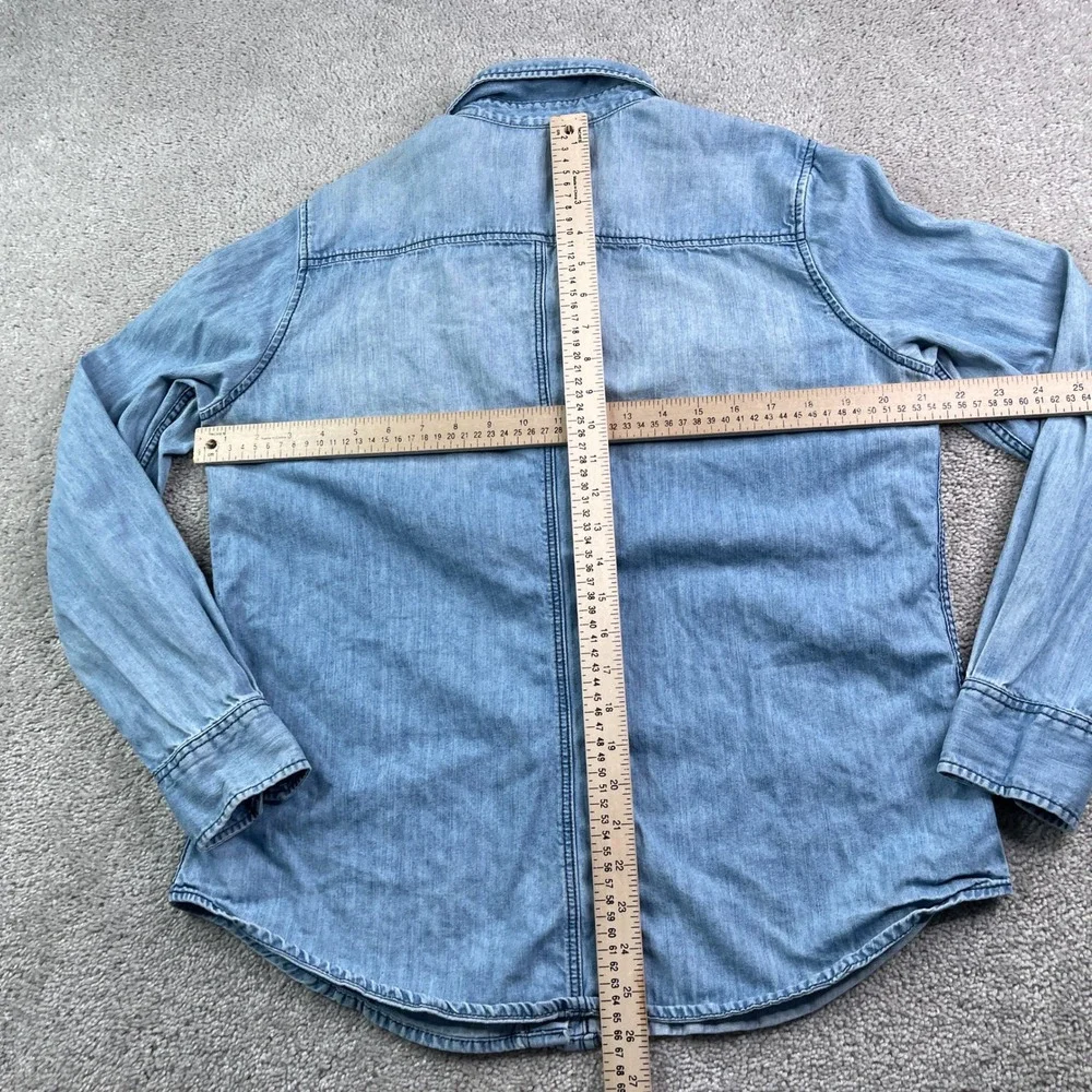 Joe Fresh Top Womens Large Blue Denim Button‎ Down Long Sleeve Pocket Shirt